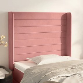 3119767 vidaXL Tăblie de pat cu aripioare, roz, 103x16x118/128 cm, catifea