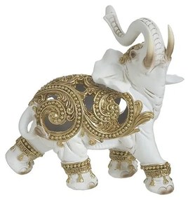 Elefant decor din rasina White Golden 15 cm x 7 cm x 15 cm