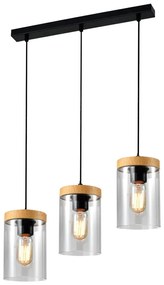 Lustră neagră-în culoare naturală cu abajur din sticlă ø 12 cm Wels – Candellux Lighting