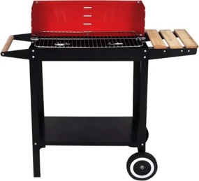 Gratar de gradina pe carbune BBQ 87x35 cm, negru/rosu