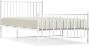 vidaXL Cadru de pat metalic cu tăblie de cap/picioare, alb, 107x203 cm