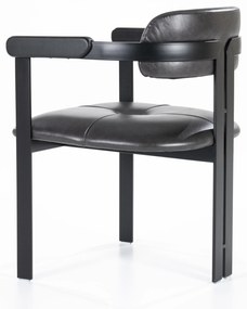 Scaun Morris din piele si metal negru