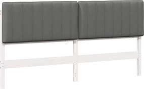 vidaXL Tăblie tapițată Alb și gri deschis 180 cm Lemn de pin masiv