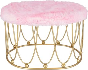 Taburet Pinky oval baza metalica aurie tapitat