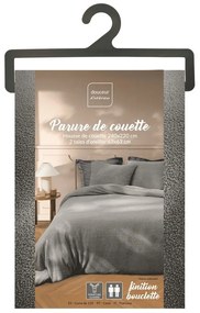 Lenjerie de pat gri antracit din micropluș/cocolino pentru pat dublu, extinsă 240x220 cm Helena – douceur d'intérieur