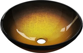 Mexen Mira chiuveta rotundă din sticlă de blat 42 x 42 cm, aurie închisă - 24124251