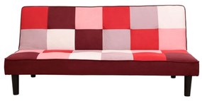 Canapea extensibilă, material textil roşu/alb, ARLEKIN