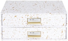 Cutie cu 2 sertare Bigso Box of Sweden Birger, auriu-alb