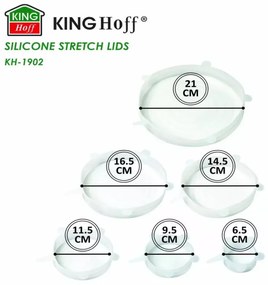 Set 6 capace din silicon Kinghoff KH 1902, -40 pana la 230°C, Etanse, Reutilizabile, Universale, Transparent