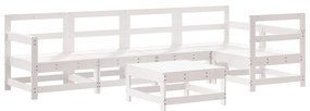 3186467 vidaXL Set mobilier de grădină cu perne, 6 piese, alb, lemn masiv pin