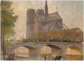 Tablou - Robert William Vonnoh, Notre Dame de Paris, reproducere (70x50 cm)