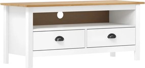 vidaXL Comodă TV Hill, alb, 110x40x47 cm, lemn masiv de pin