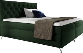 Pat cu boxspring, 180x200, ţesătură verde catifea, GULIETTE + cadou