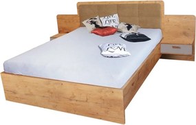 Cadru pat EFFECT 160x200, stejar lancelot/gri, PAL/stofa, cu 2 noptier