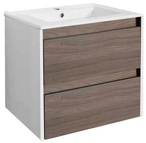 Dulap inferior Porto 60 cu lavoar alb-ulm rauna