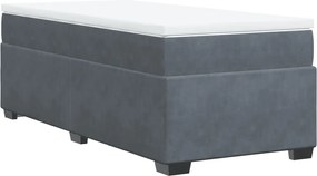 vidaXL Pat box spring cu saltea, gri închis, 90x200 cm, catifea