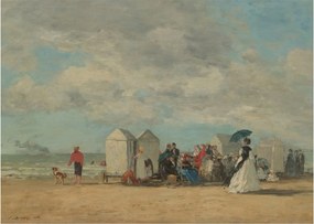 Tablou pe sticlă - Eugène Boudin, Beach Scene, reproducere (70x50 cm)