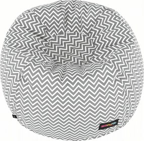 Fotoliu puf GOMBY, gri/alb, material textil, 60x50x60 cm