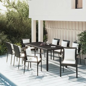 3157956 vidaXL Set mobilier de grădină cu perne, 9 piese, negru, poliratan