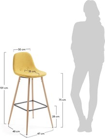 Scaun de bar La Forma Nilson, galben muştar