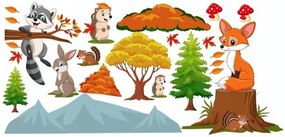 Autocolant colorat pentru copii Happy Forest Animals 80 x 160 cm