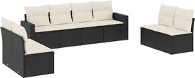 vidaXL Set mobilier de grădină cu perne, 8 piese, negru, poliratan