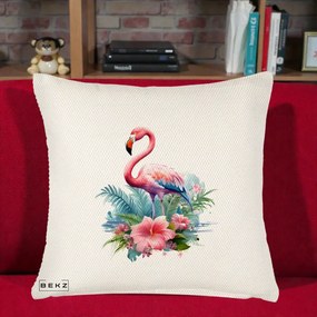 Perna Decorativa Raton in Halat Roz, 40x40 cm, Crem Reliefat, Husa Detasabila, Perna Inclusa, BEKZ®