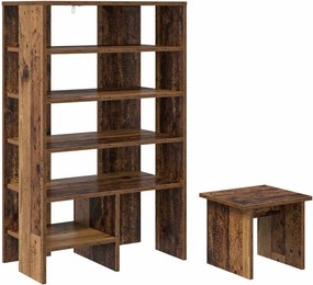 vidaXL Dulap pentru pantofi cu raft 2 pcs Lemn vechi Lemn compozit