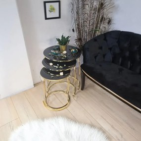 Set măsuță de cafea Homs – 3 bucăți – Negru &amp; Gold