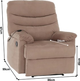 Fotoliu de masaj, reglabil, material textil grej TAUPE, LAMBERT