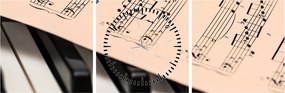 Tablou cu pian și notele muzicale (cu ceas) (90x30 cm)