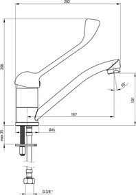 Boro Baterie pentru chiuvetă, cu pipă pivotantă - cu mâner Clinic Finisaj: Crom BMO_026C