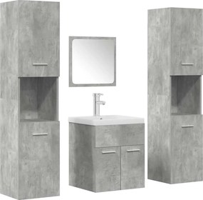 vidaXL Set mobilier de baie, 5 piese, gri beton, lemn prelucrat