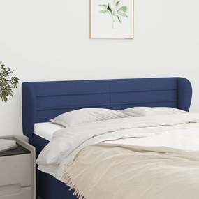 3117288 vidaXL Tăblie de pat cu aripioare, albastru, 147x23x78/88 cm textil