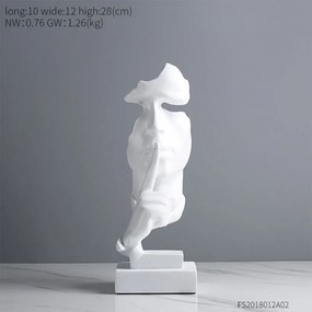 Statueta silence, rasina, alb, 28cm