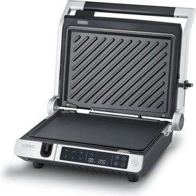Gratar electric 3 în 1 Caso Germany SteakMaster Pro, 2000 W, 34 x 24 cm, 80-240°C, Acoperire ceramica, Timer, Comanda tactila, Inox/Negru