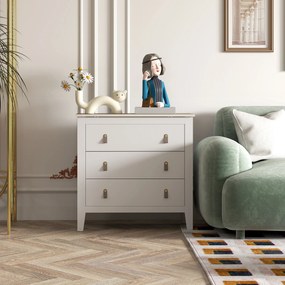 HOMCOM Comodă cu 3 Sertare și Mânere din Piele Ecologică Albă | Aosom Romania