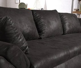 Colțar extensibil dumonde cu ladă de depozitare si sezut confortabil din spuma high-density, Loana Madagaskar Black II 270x185 cm