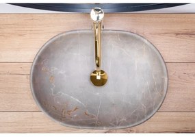 REA-U9887 - Lavoar pe blat LARA 35x48,5 cm ceramică/gri/decor marmură