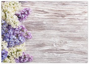 Tablou pe sticlă - Liliac pe lemn (70x50 cm)