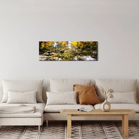 Tablou - Cascade în peisaj de toamnă, galben (cu ceas) (90x30 cm)