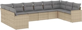 vidaXL Set canapele de grădină cu perne, 10 piese, bej, poliratan