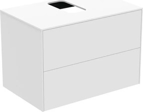Dulap baza suspendat Ideal Standard Atelier Conca alb mat 2 sertare si blat cu decupaj central 80 cm