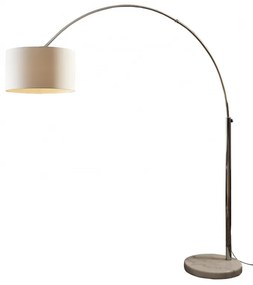 Lampadar din material textil/metal/marmura arc 210 cm alb, un bec