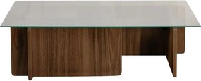 Masuta cafea FLAVIO, nuc/transparent, PAL/sticla, 105x65x30 cm