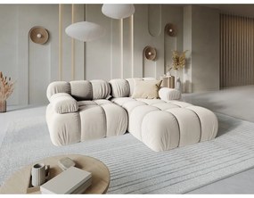Colțar modular bej cu tapițerie din catifea (cu colț pe partea dreaptă) Bellis – Micadoni