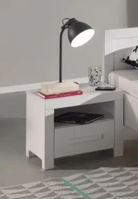 Set Mobilier Cameră Copii ERIK, pat 90x200 cm, dulap cu 3 uși, noptieră și sertar, alb – Vipack