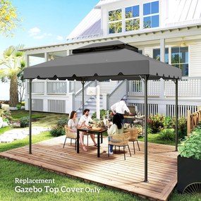 Outsunny Acoperiș de Rezervă pentru Pavilion 4x3 m cu 2 Niveluri pentru Grădină, Copertină Rezistentă la Apă din Poliester 170g/㎡ cu 8 Găuri de Drenaj, Gri Deschis | Aosom Romania