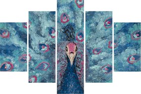 Tablou cu păun pictat (150x105 cm)
