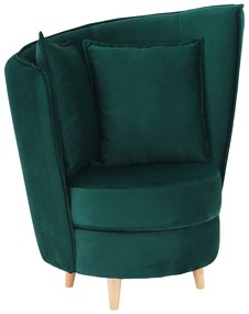 Fotoliu Art Deco, stofă smarald Kronos / fag, ROUND NEW